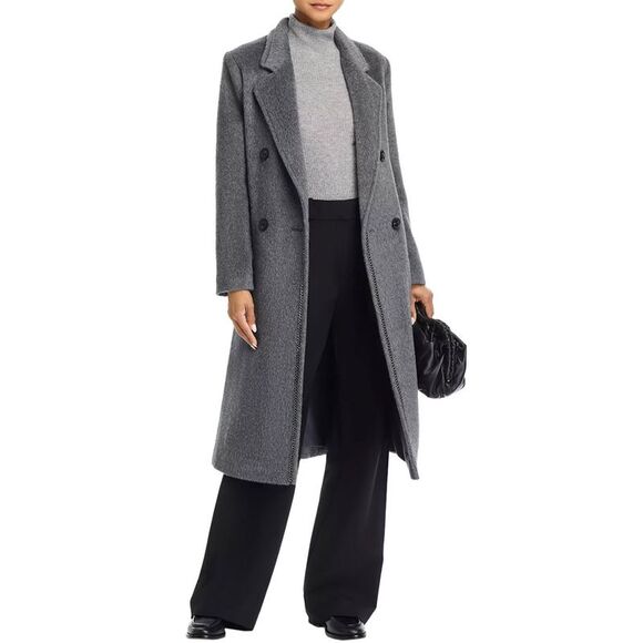 Kobi Halperin Womens Lyra Chain-Trim Double-Breasted Coat Medium Grey - NWT $798 - Picture 2 of 9